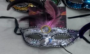 Sequin Feathered Mask wholesale product – Party Masks, SKU SN-58